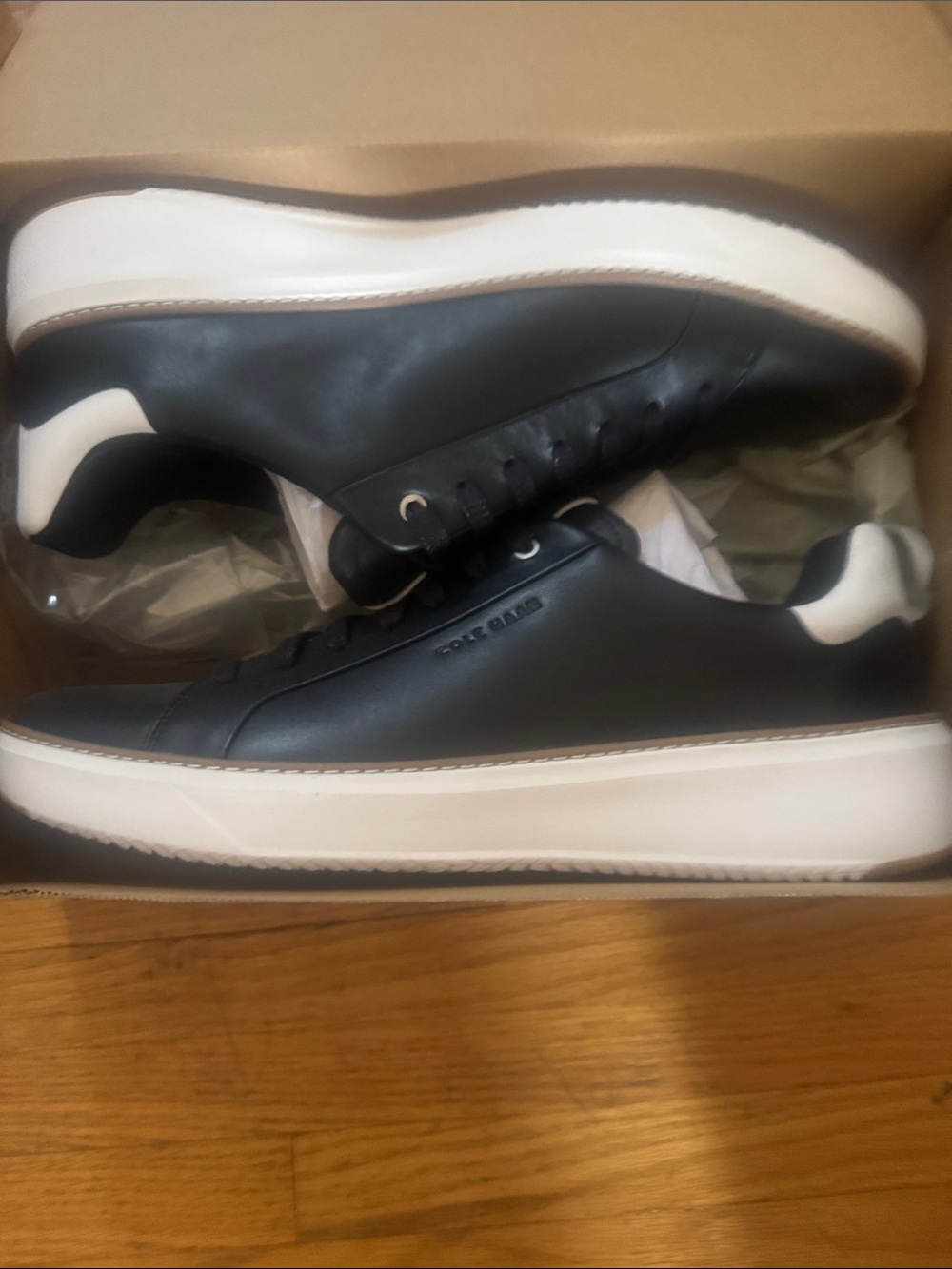 Cole Haan Black and White Leather Platform Sneakers brand new with tags